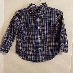 Chaps Blue, long sleeved, plaid dress shirt. SZ 18M GREAT for Easter!